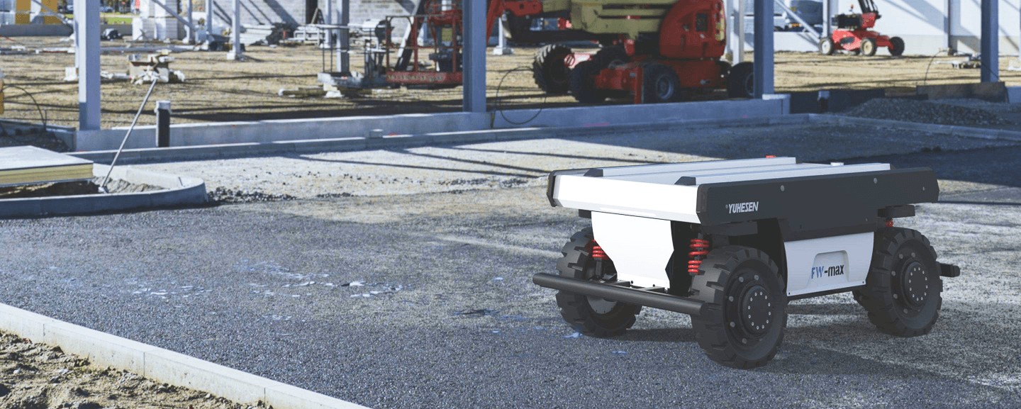  FW-max-pro-250KG超重载四转四驱全向底盘在户外建筑施工工地越野运行