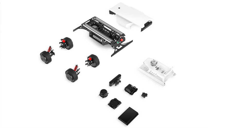 OS-nano 具身智能导航科研教学模块多阶段实践体系，展示硬件拆解爆炸图与 SLAM/AI 实践、深度学习模型训练及 AI 大模型开发课程