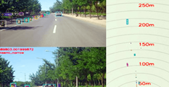 OS-saturn 智能网联科研教学模块视觉神经网络算法开发，展示道路目标检测与距离感知