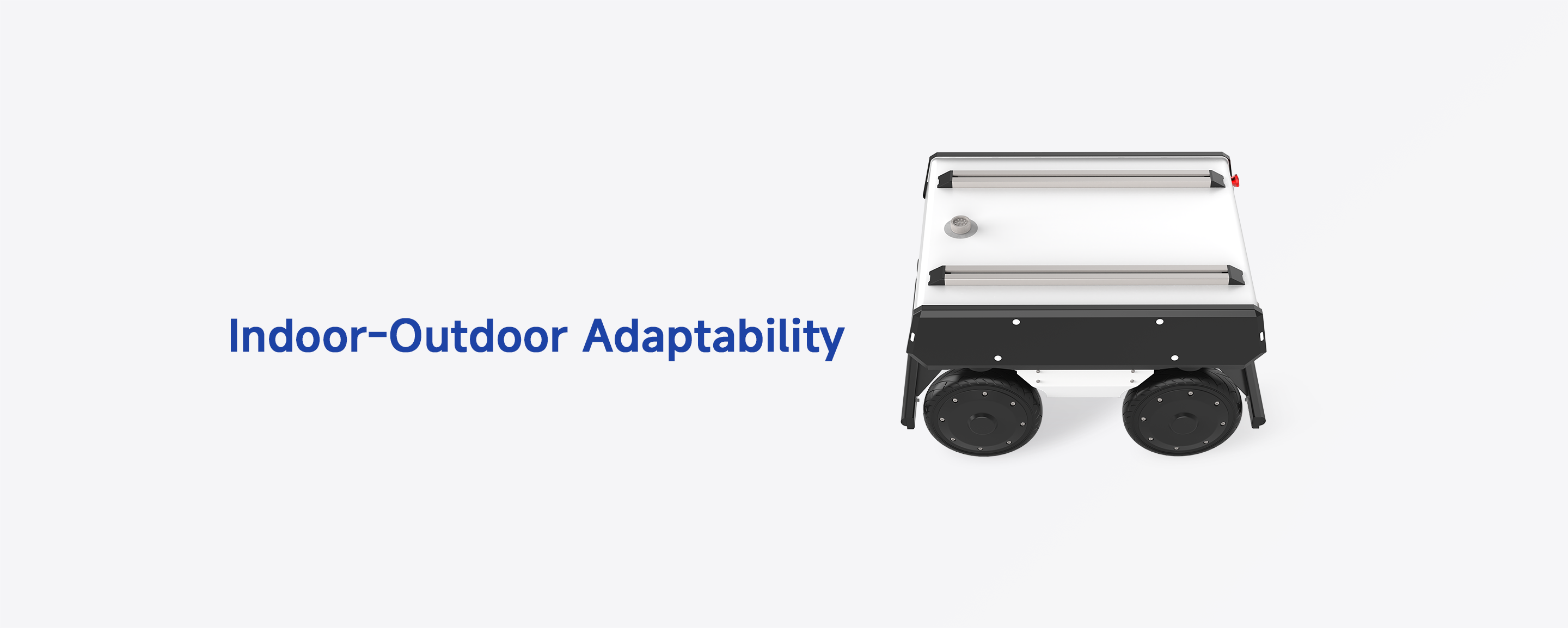 FW-mid pro automotive grade robot top layout illustrating dual mounting rails for indoor outdoor transport flexibility