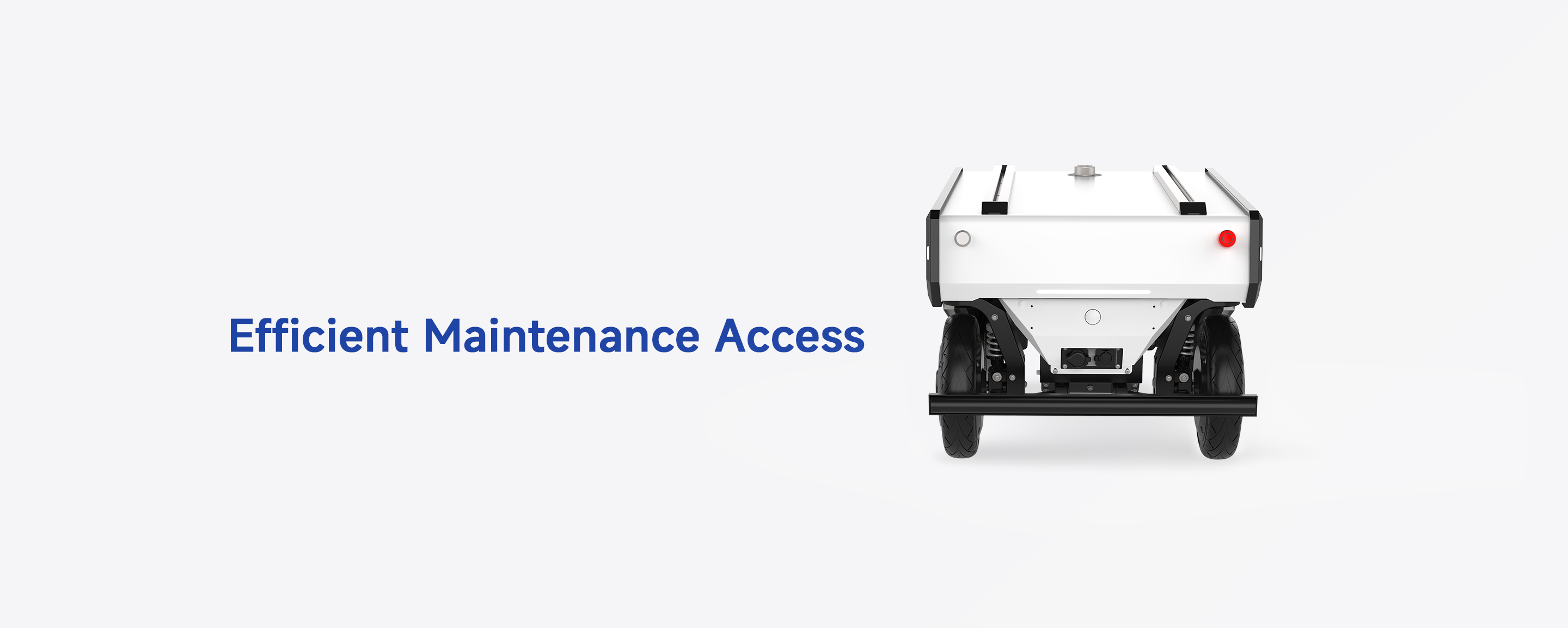 FW-mid pro omnidirectional agv base rear layout revealing quick maintenance access panel and emergency stop switch