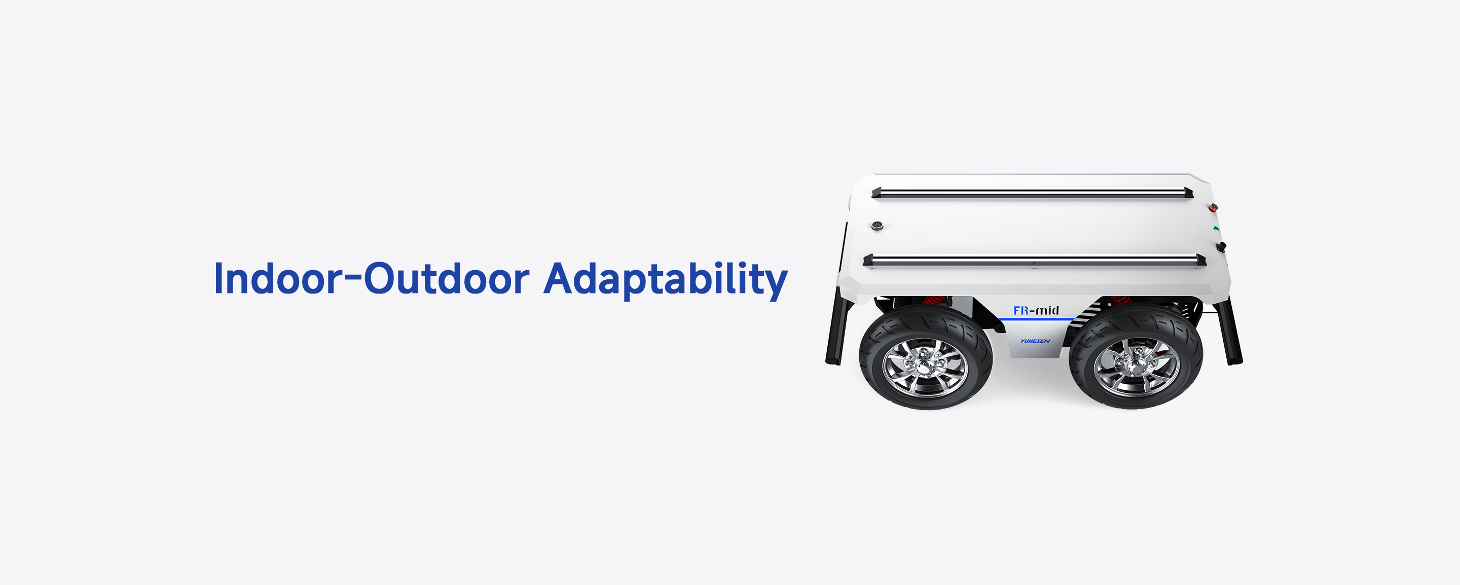 FR-mid 100KG Ackermann UGV chassis rear view with indoor-outdoor adaptability