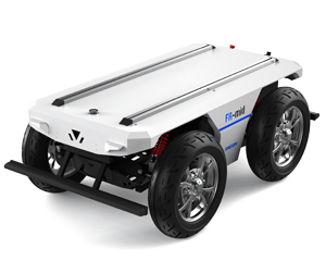 Ackermann series fr-mid steering chassis for outdoor UGV applications.