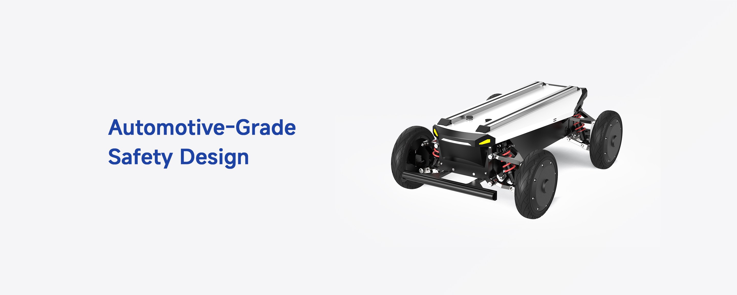 MK-mini Ackermann UGV chassis showcasing automotive-grade safety