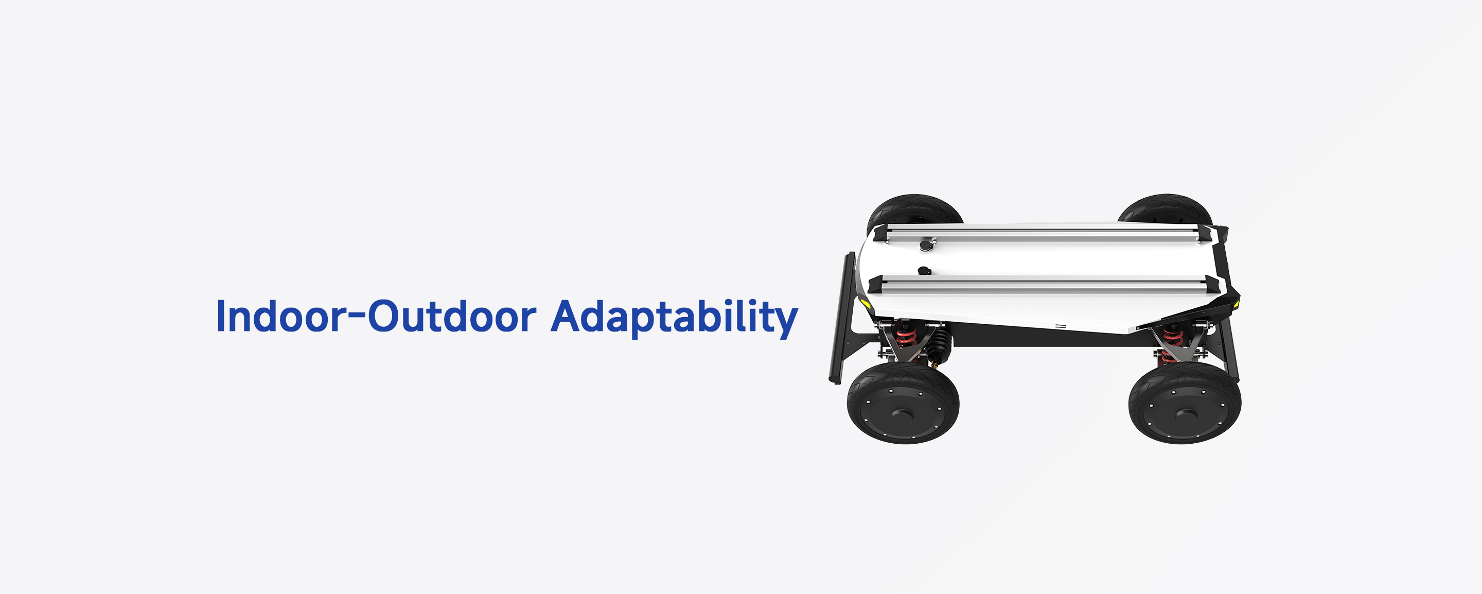 Side-angle view of the MK-mini indoor-outdoor Ackermann robot chassis